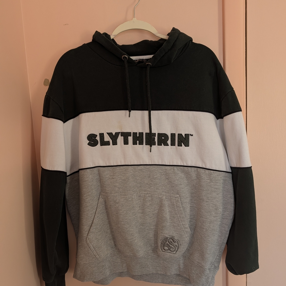 Colorblock Hooded Sweatshirt - Black/White/Gray